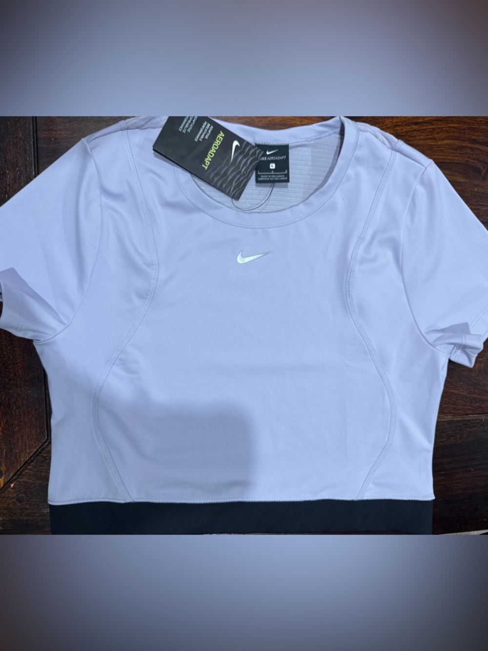 Nike Women’s Lavender Short Sleeve Crop Top with Black Hem